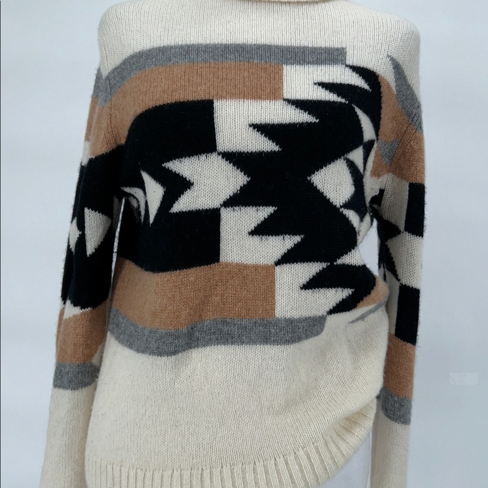 Perch x Apres 100% Cashmere Turtleneck Sweater Aztec Geometric Small - Picture 8 of 12